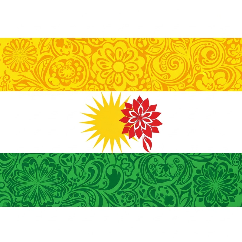 Diverse Unity: Abstract Floral Alevism & Kurdistan Flag Design