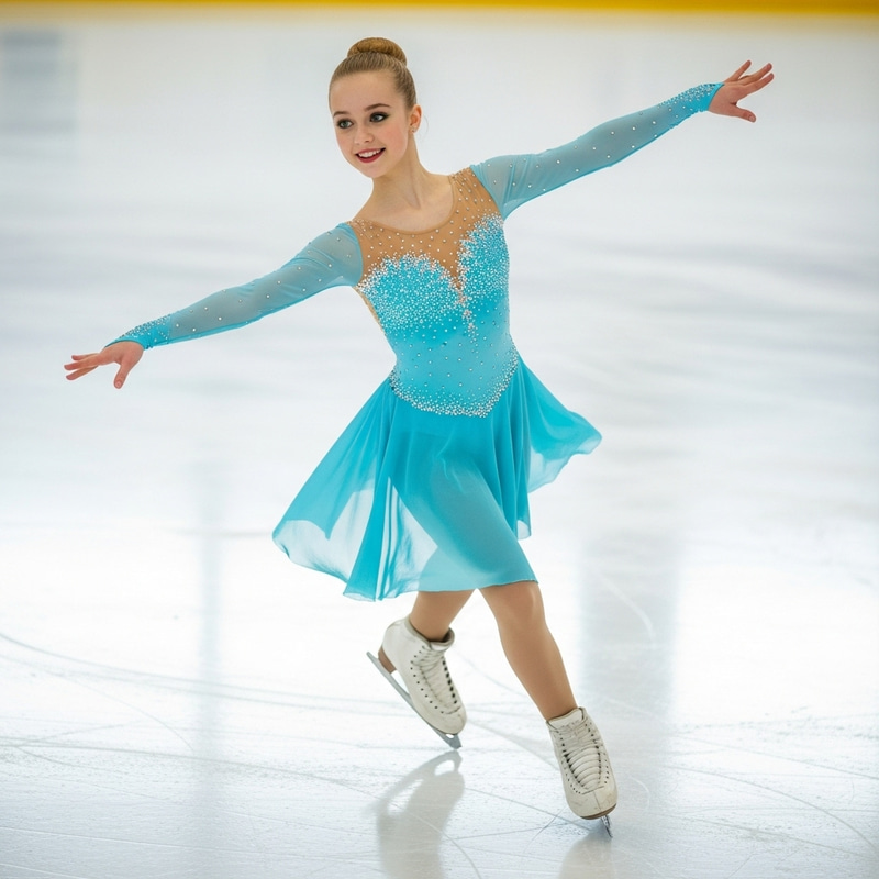 Caucasian Blonde Ice Skater - A 17-Year-Old with Green Eyes