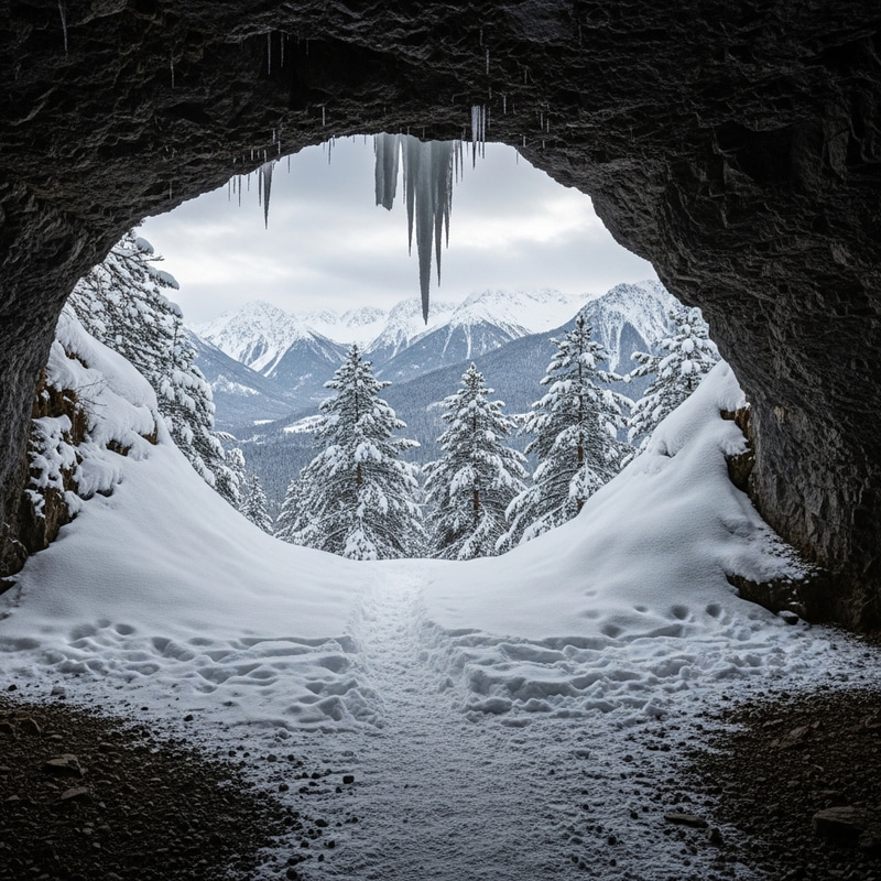 Snowy Cave Entrance: A Winter Wonderland