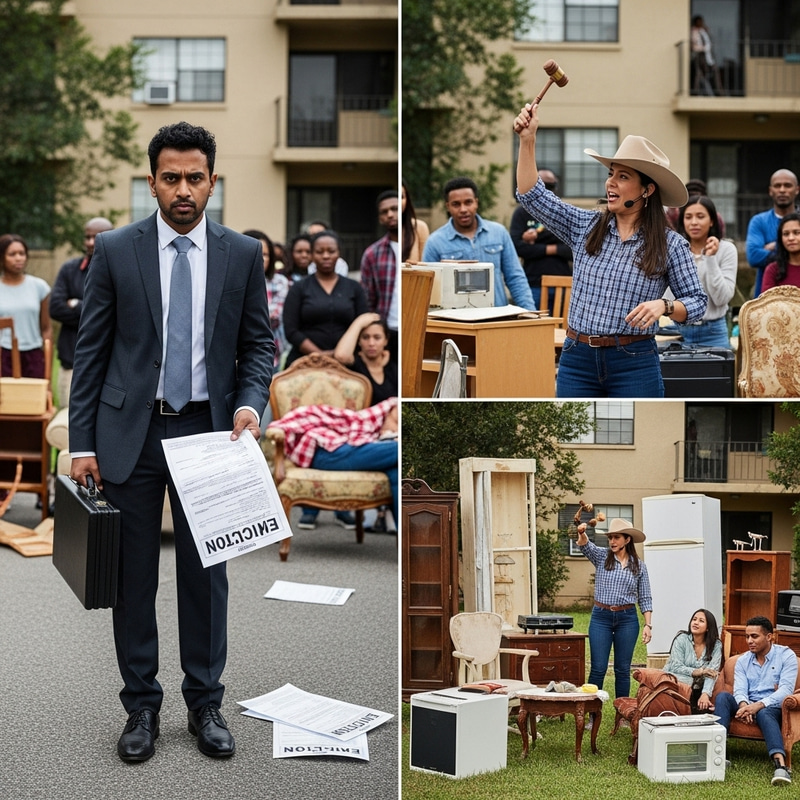 Landlord Iconography: Eviction Scene vs Auctioneer Auction Landlord Iconography: Eviction Scene vs Auctioneer Auction