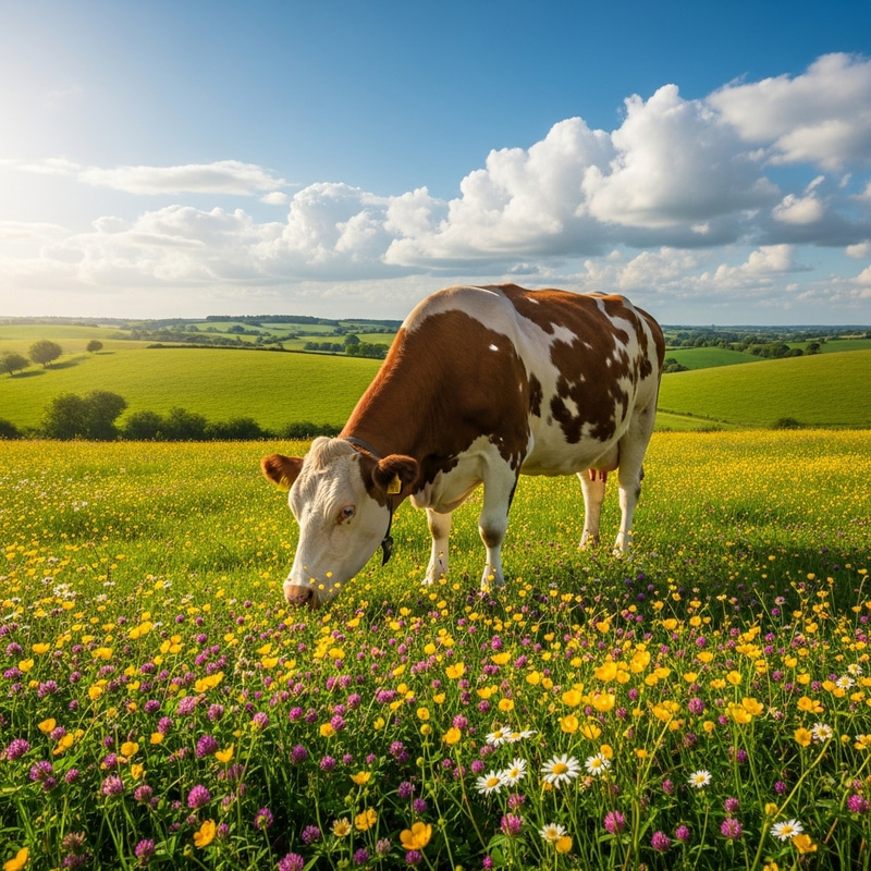 Una Vaca in a Lush Green Pasture Una Vaca in a Lush Green Pasture