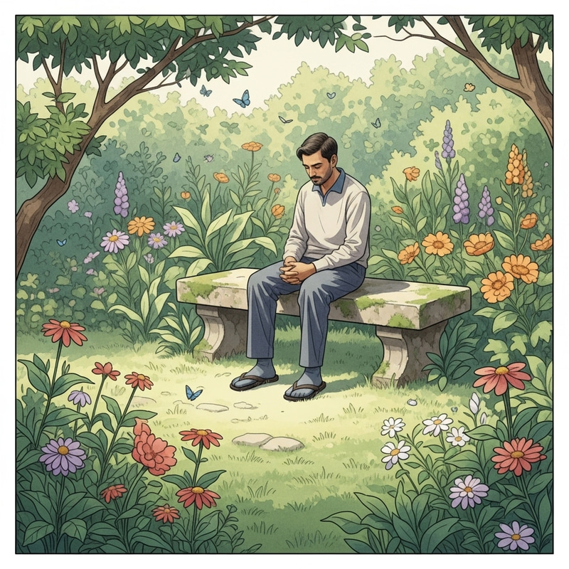 Peaceful Garden Reflection: Watercolor Art Peaceful Garden Reflection: Watercolor Art