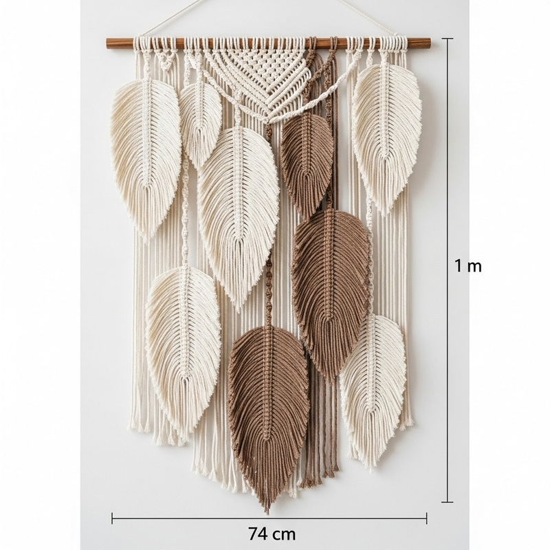 Feather Macramé Wall Hanging 1m x 74cm | Intricate Knotting Feather Macramé Wall Hanging 1m x 74cm | Intricate Knotting