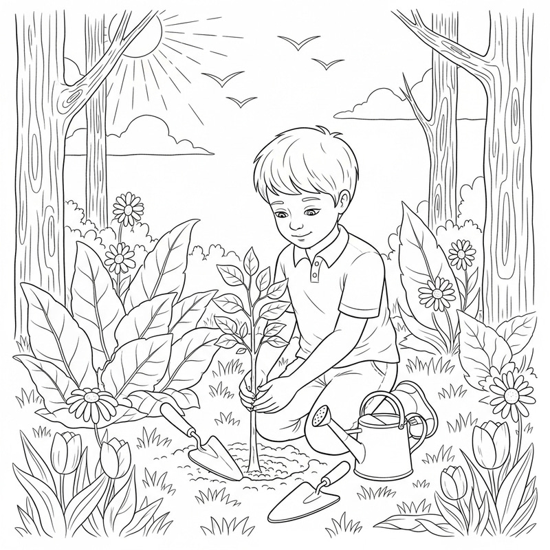 Strengthening Connection with Nature: A Boy's Bond and Care for the Environment Strengthening Connection with Nature: A Boy's Bond and Care for the Environment