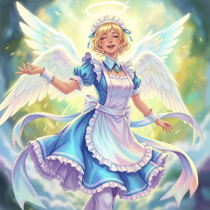 Angelic Maid in Whimsical Pastel Colors