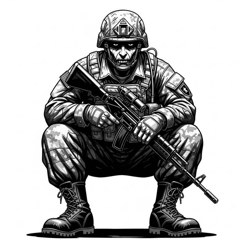 Brooding Masculine Soldier Illustration in High Contrast Brooding Masculine Soldier Illustration in High Contrast