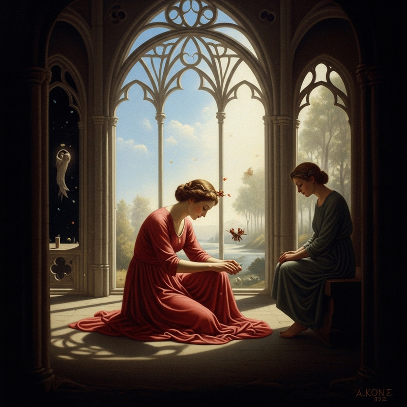 Symbolic Denial of Death with Dreamlike Lighting and Surrealistic Style