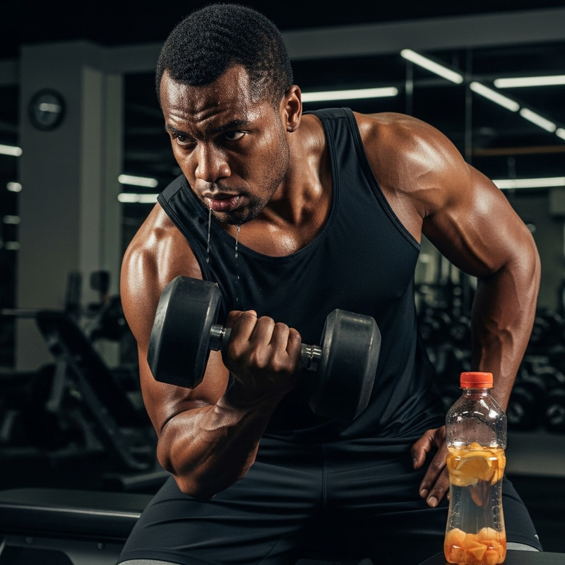 Determined Muscular African American Man Gym Workout Determined Muscular African American Man Gym Workout