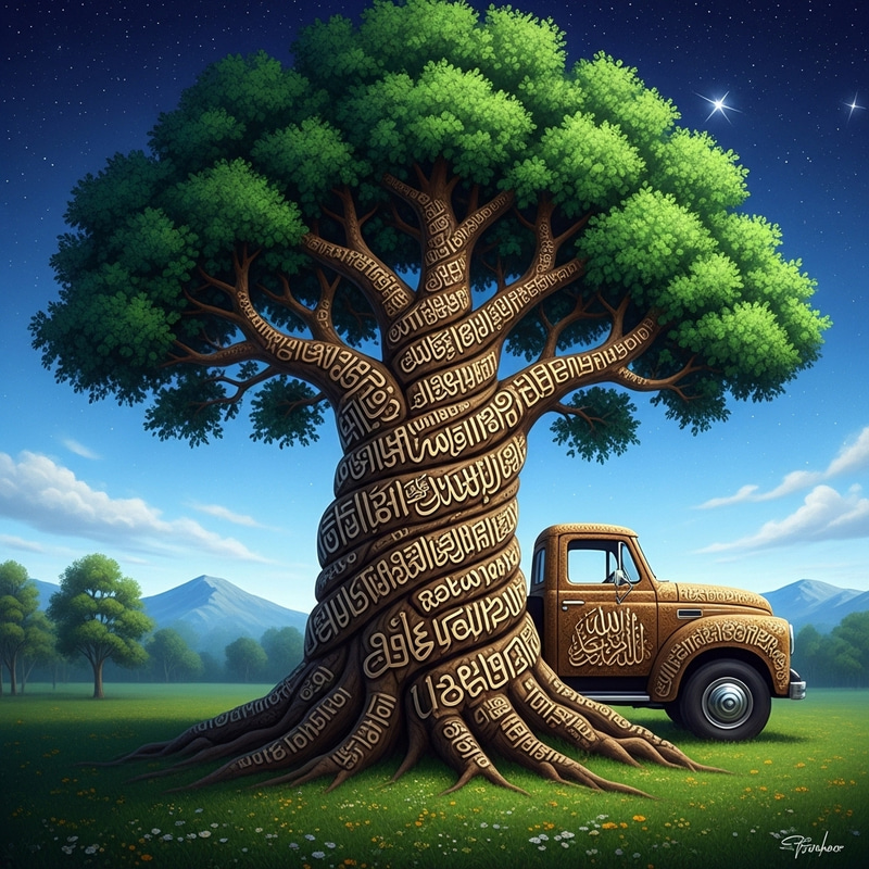Ancient Tree with Religious Scriptures | Sacred Wisdom Ancient Tree with Religious Scriptures | Sacred Wisdom