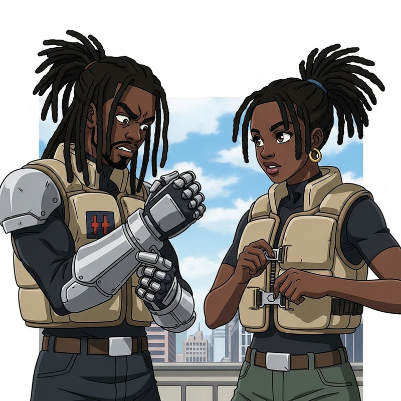 Black Anime Characters with Dreadlocks Gear Up for Confrontation | Urban Futurism Black Anime Characters with Dreadlocks Gear Up for Confrontation | Urban Futurism