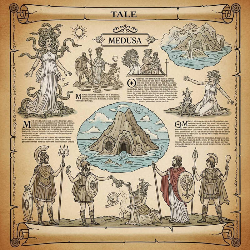 Ancient Greek Scroll Depicting Medusa's Story Ancient Greek Scroll Depicting Medusa's Story