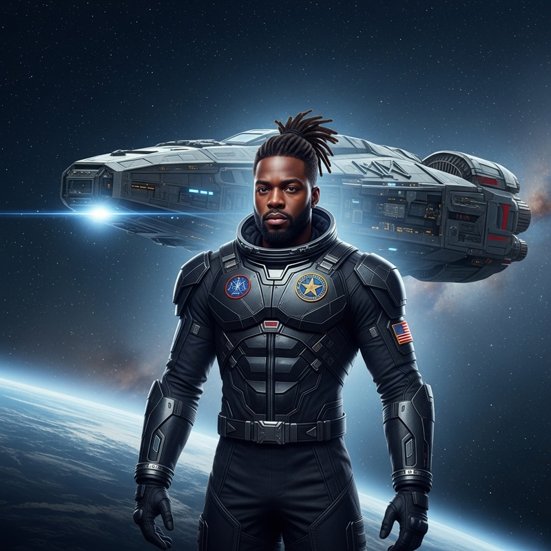 Ethereal Black Man in Space Suit | Galactic Exploration & Innovation Ethereal Black Man in Space Suit | Galactic Exploration & Innovation
