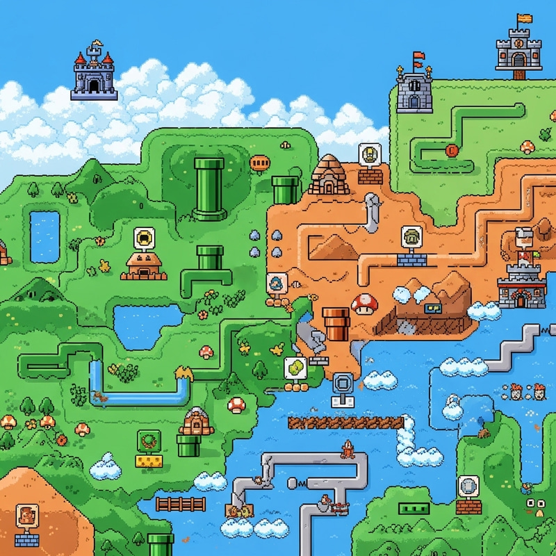 Vibrant Pixel Art Level Selector for Retro Games Vibrant Pixel Art Level Selector for Retro Games