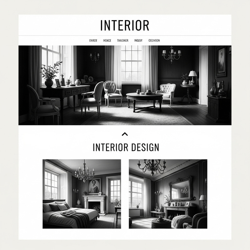 Vintage Black-and-White Interior Designer Website Layout