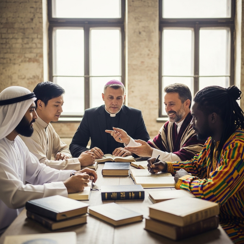 Diverse Men in Intense Religious Dialogue
