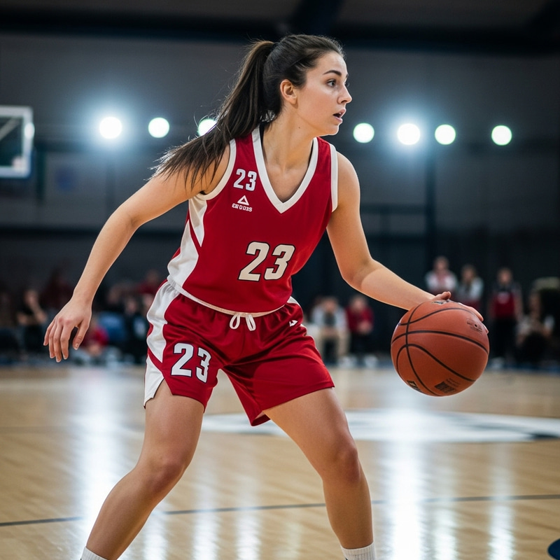 Beautiful Brunette Woman Dressed as Basketball Player Beautiful Brunette Woman Dressed as Basketball Player