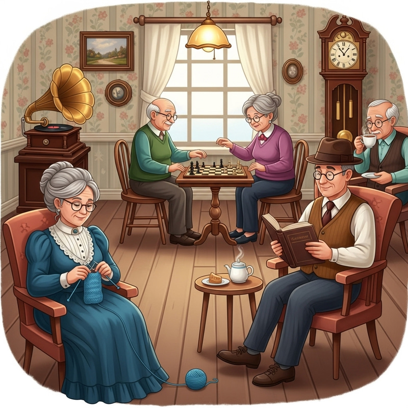 Vintage Activities for Seniors - Cozy Nostalgic Leisure Scene