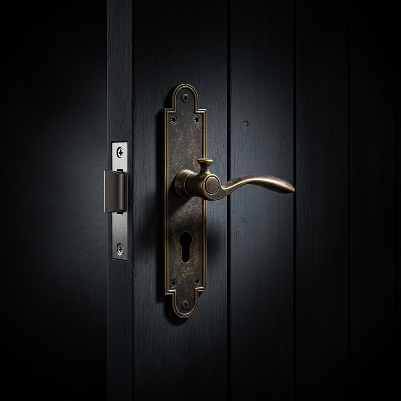 Dynamic Dark Stylish Background with Rustic Door Lever Showcase