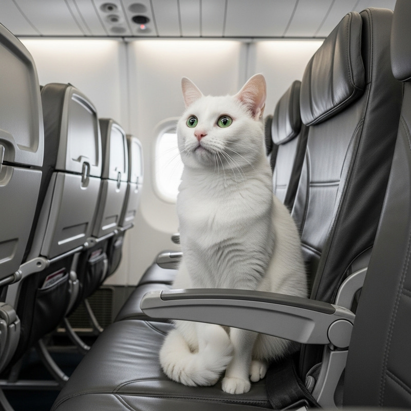 White Cat on Plane | Comfortable Journey Experience White Cat on Plane | Comfortable Journey Experience