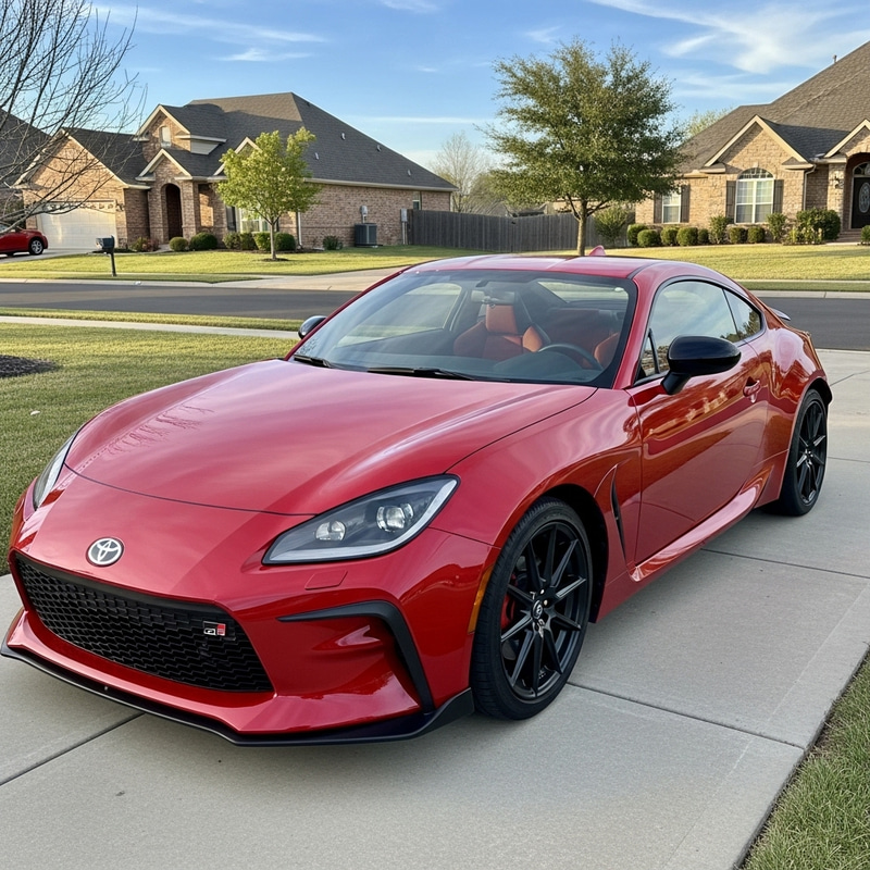 Sleek GR86 Toyota Car Shimmering in Red Paint Sleek GR86 Toyota Car Shimmering in Red Paint