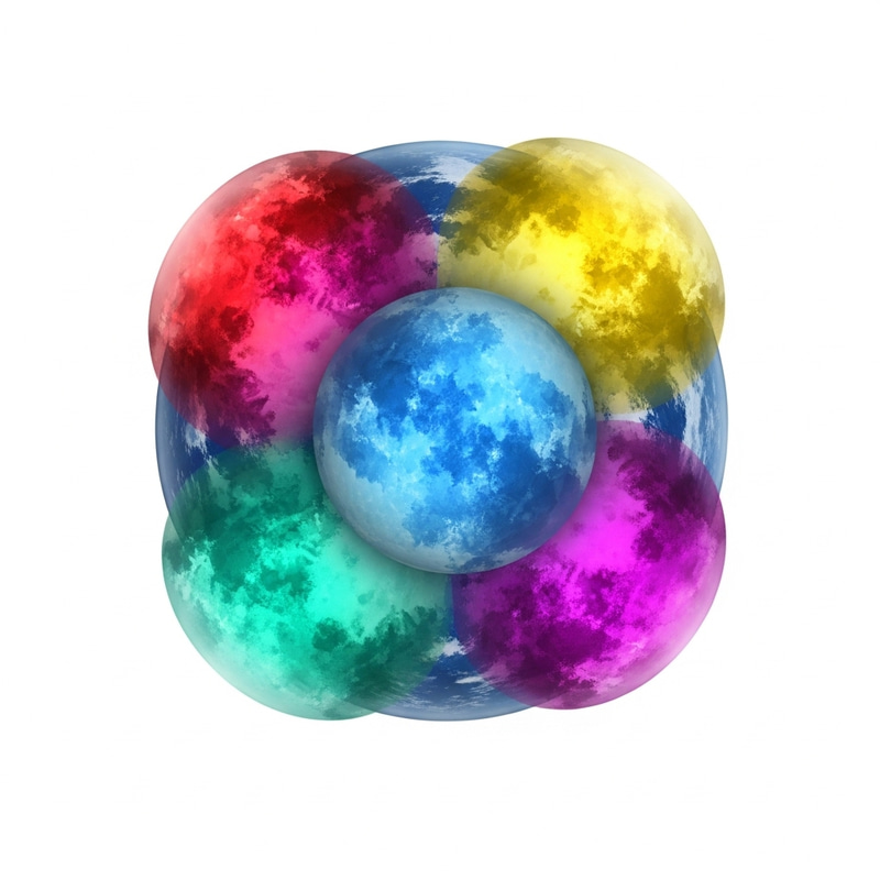 Colorful Alien Planet with Eight Distinct Continents Floating in Space