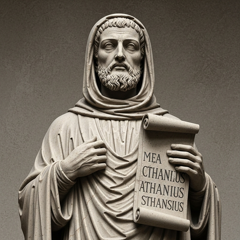 Stone Sculpture of St. Athanasius - A Serene Depiction Stone Sculpture of St. Athanasius - A Serene Depiction