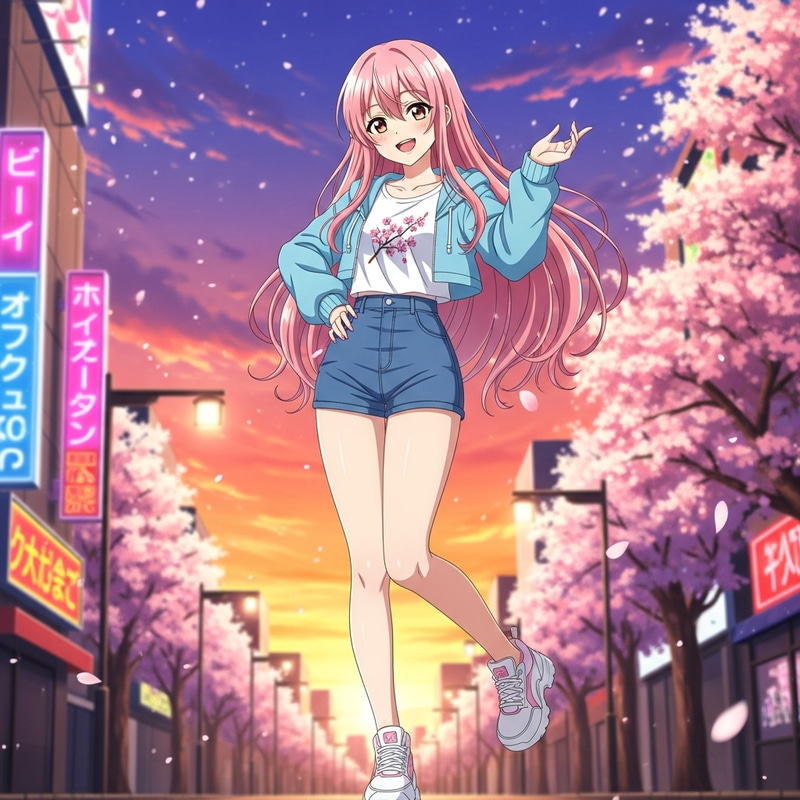 Anime Style 18-Year-Old Girl - Colorful, Expressive, and Youthful