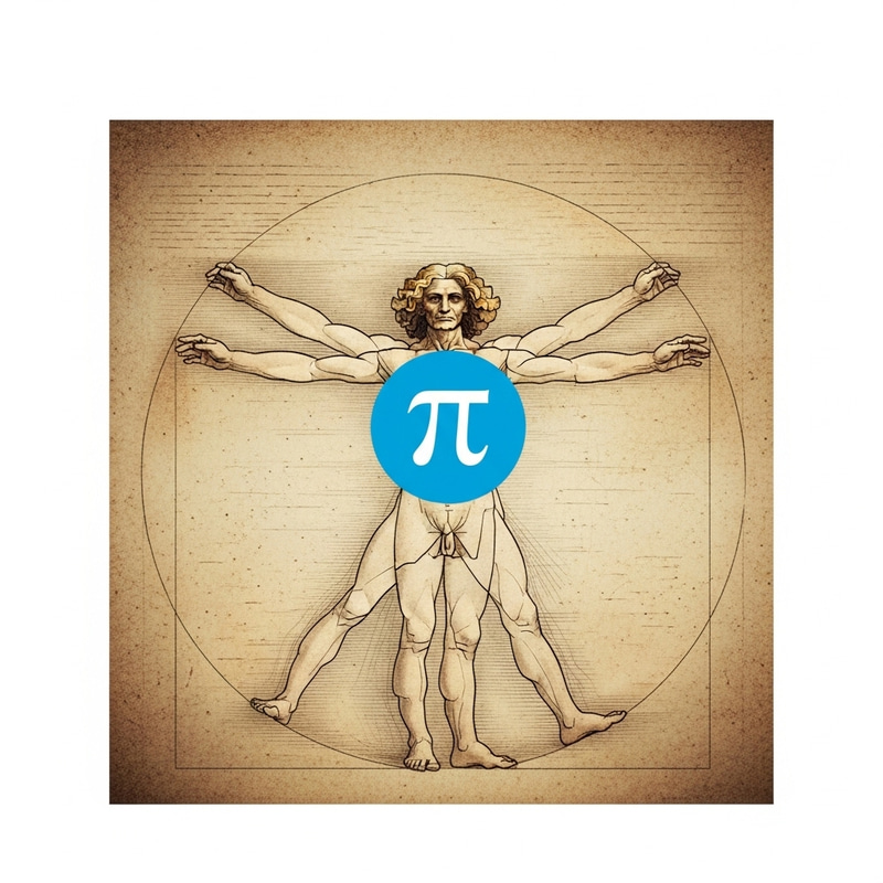 Pi Crypto Logo in Vitruvian Style | Symbolizing Pi's Measure