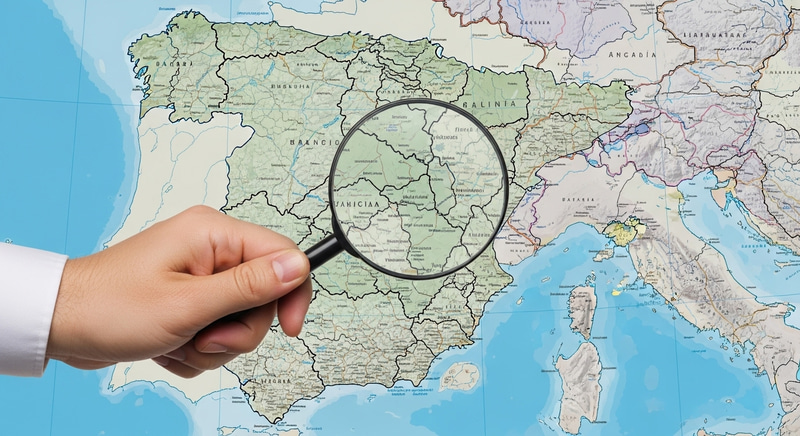 Geographical Precision: Magnified Spain Map with Perfect Borders