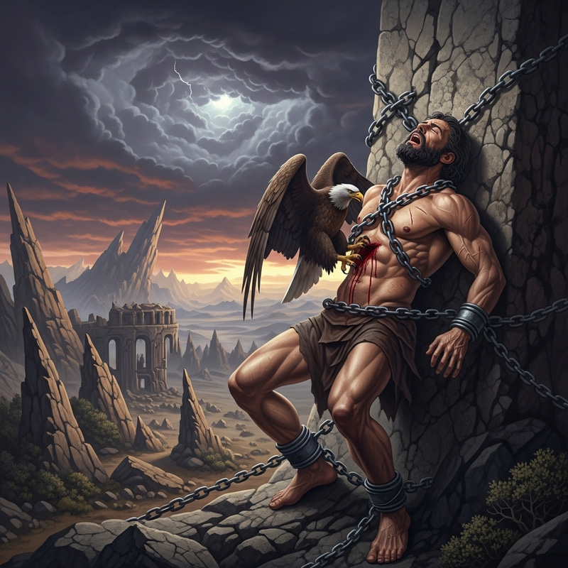 Prometheus Chained to Rock - Mythological Figure in Agony | Prometeo encadenado a la roca Prometheus Chained to Rock - Mythological Figure in Agony | Prometeo encadenado a la roca