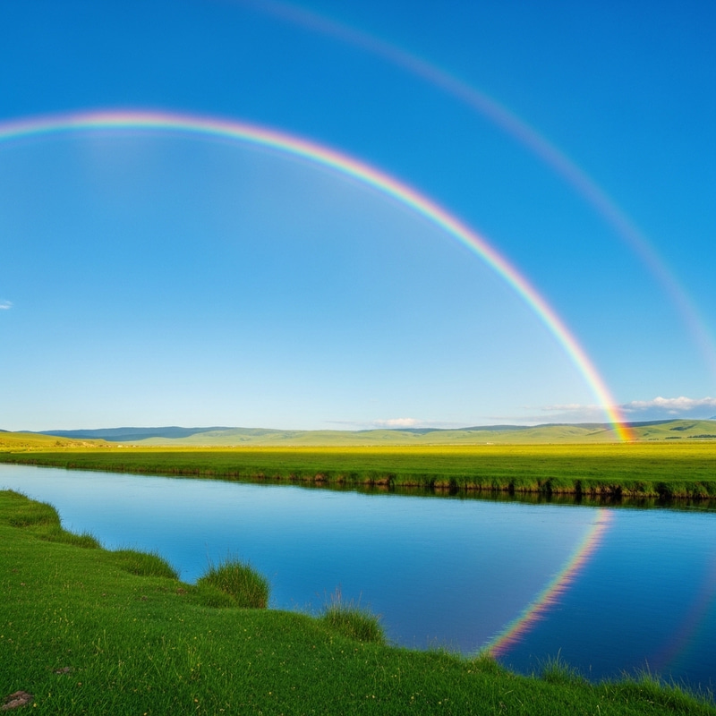 Vibrant Rainbow Over Green Field and Crystal River Vibrant Rainbow Over Green Field and Crystal River