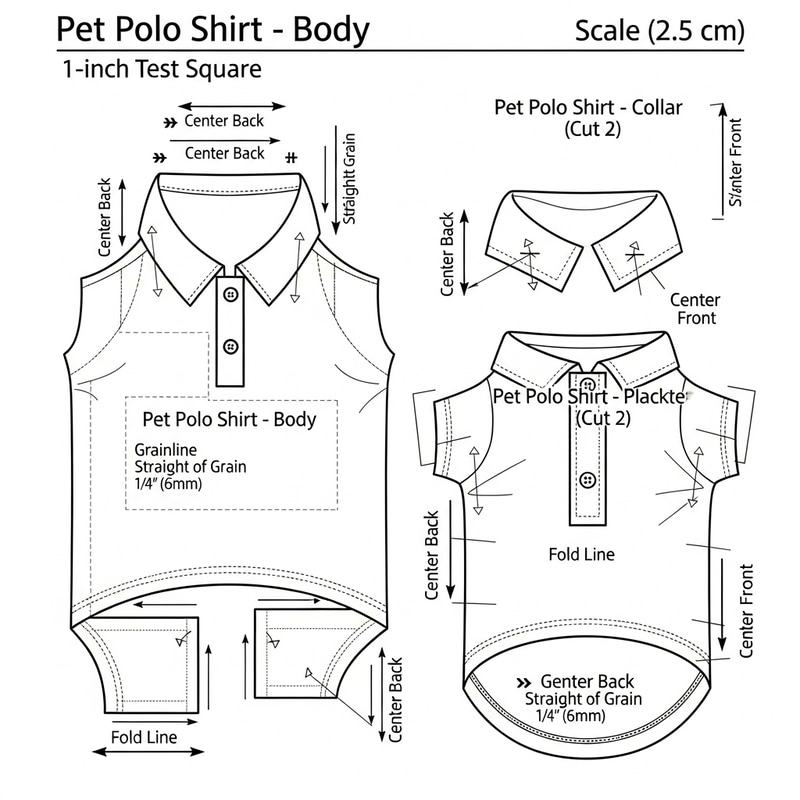 Realistic Extra Small Pet Clothes Polo Design Template