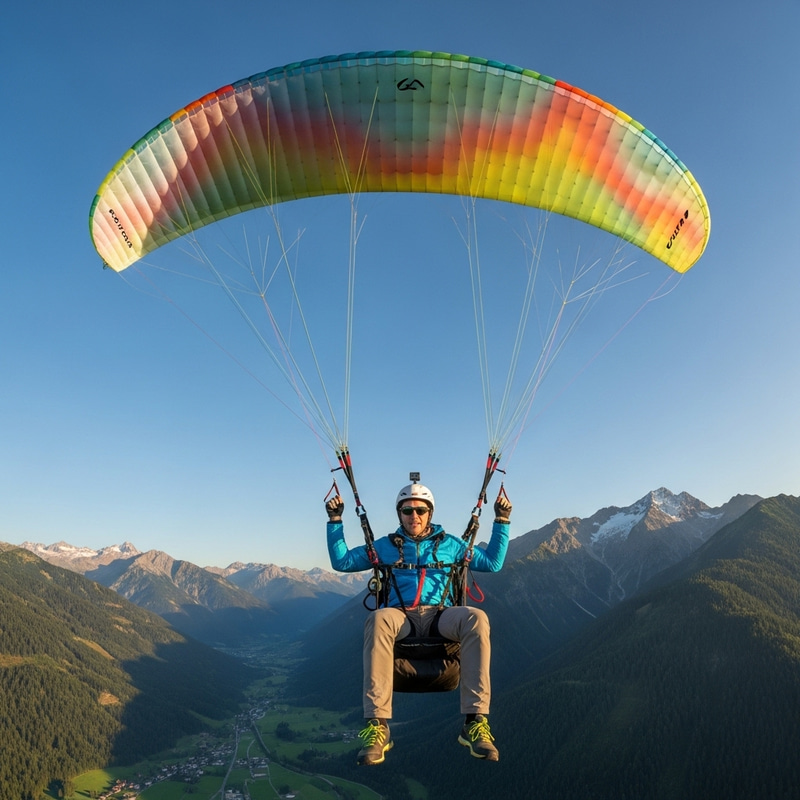 Adventurous Man Paragliding