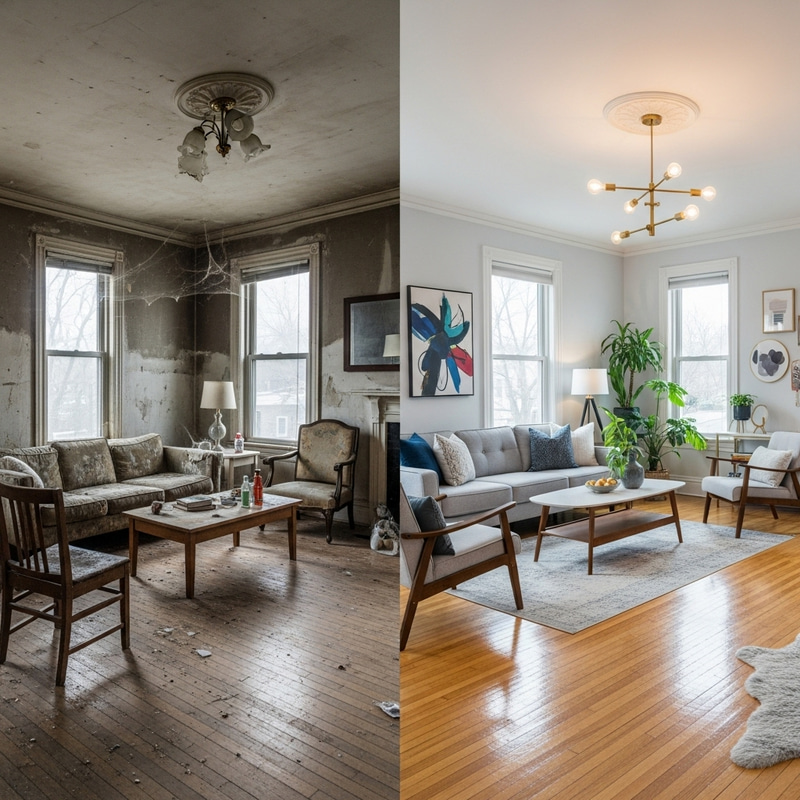 Before and After Room Reconstruction Transformation Before and After Room Reconstruction Transformation