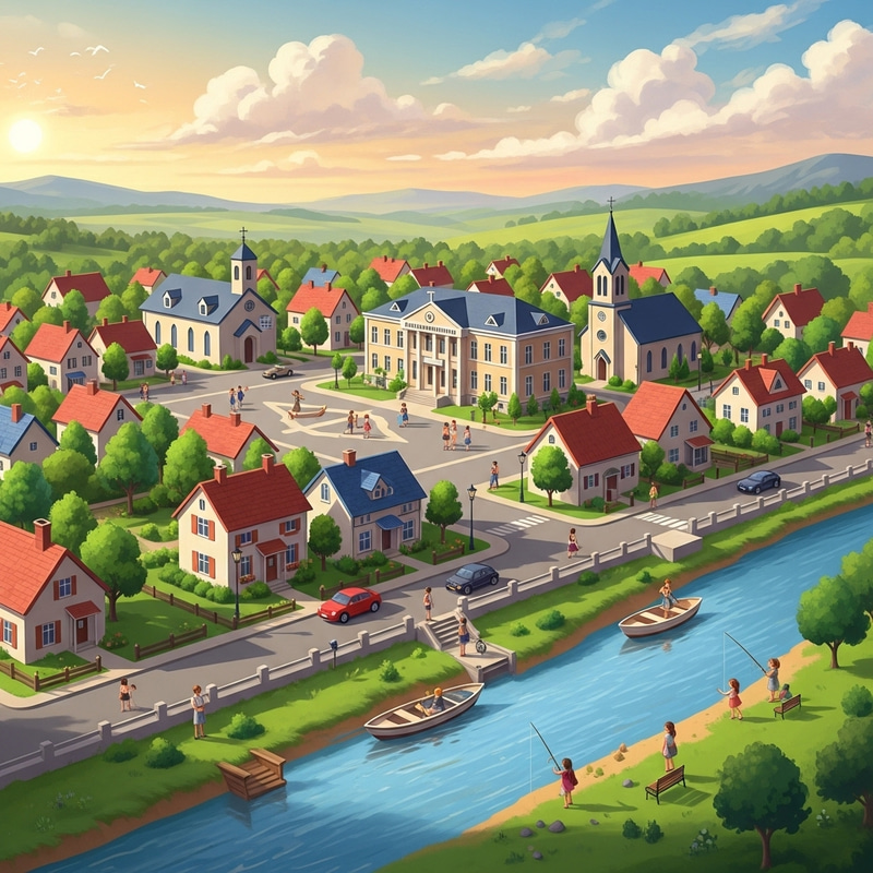 Tranquil Small Town Life and Community Spirit Tranquil Small Town Life and Community Spirit