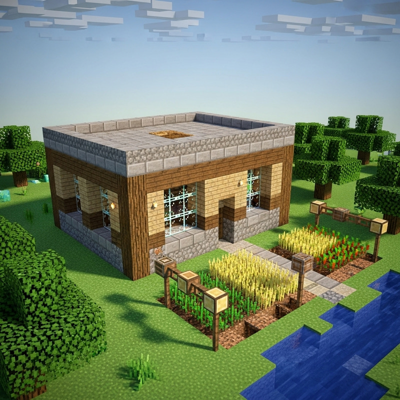 Charming Minecraft House Design with Pixelated Gardens