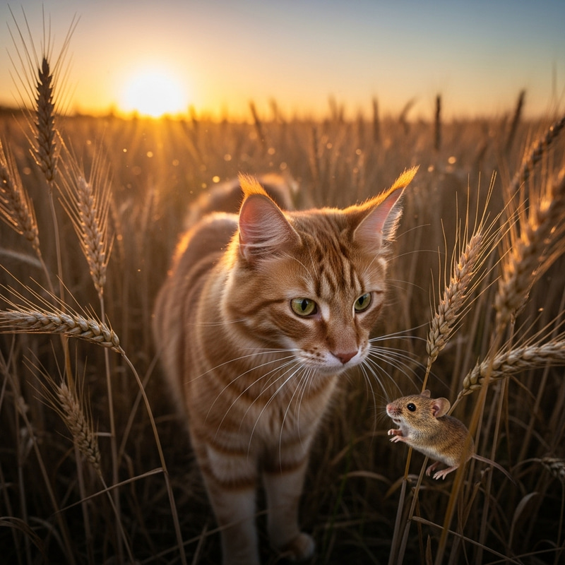 Red-Haired Cat in Wheat Field with Sunshine and Mouse | Wildlife Photography Red-Haired Cat in Wheat Field with Sunshine and Mouse | Wildlife Photography