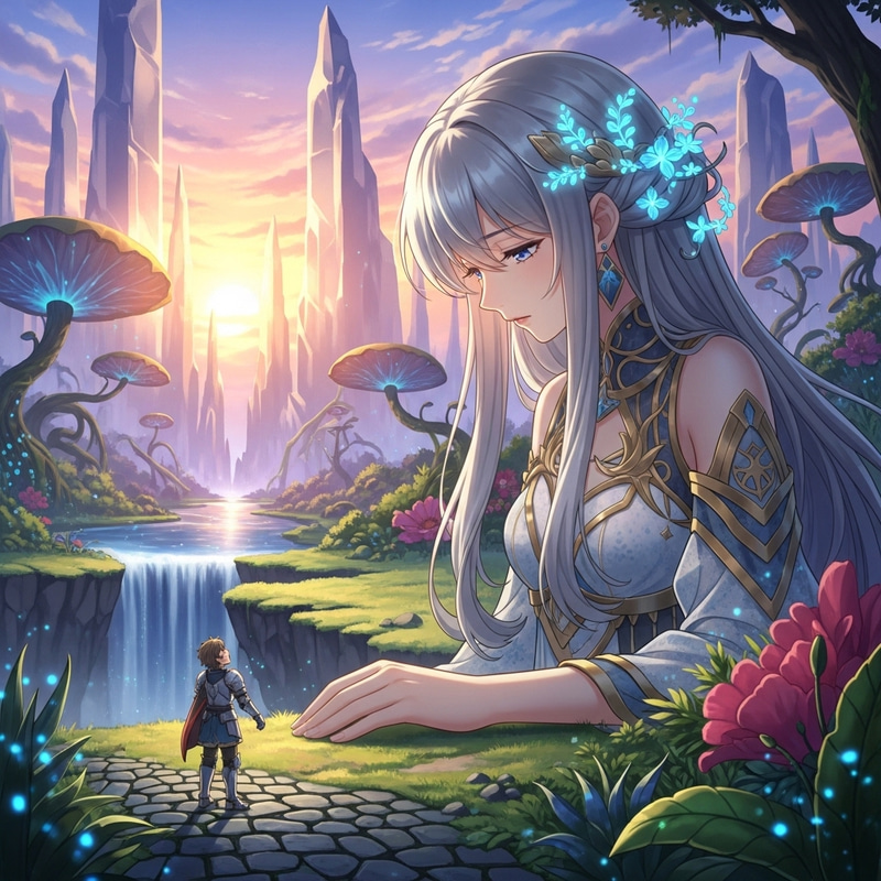 Elegant Anime Giantess in Mythical Realm Elegant Anime Giantess in Mythical Realm