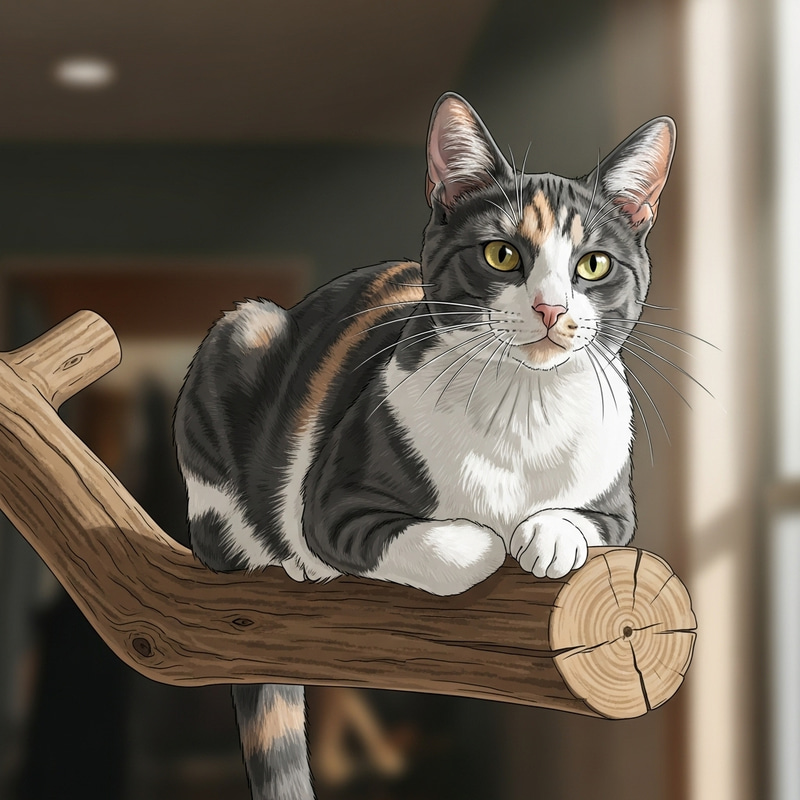 Adorable Domestic Cat Illustration | Beautiful Coat & Expressive Eyes Adorable Domestic Cat Illustration | Beautiful Coat & Expressive Eyes