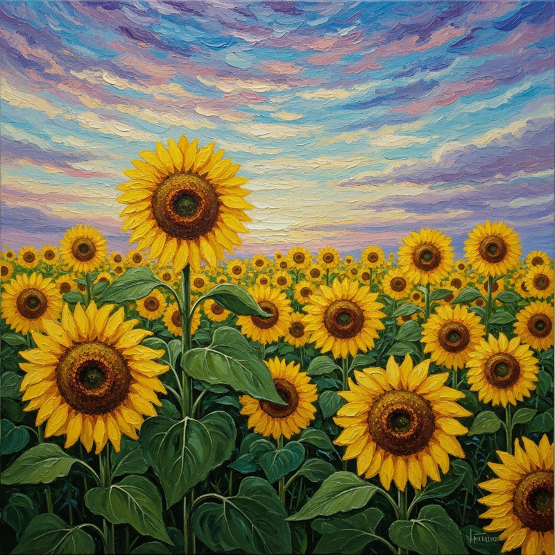 Impressionist Sunflower Field: Capturing Nature's Beauty Impressionist Sunflower Field: Capturing Nature's Beauty