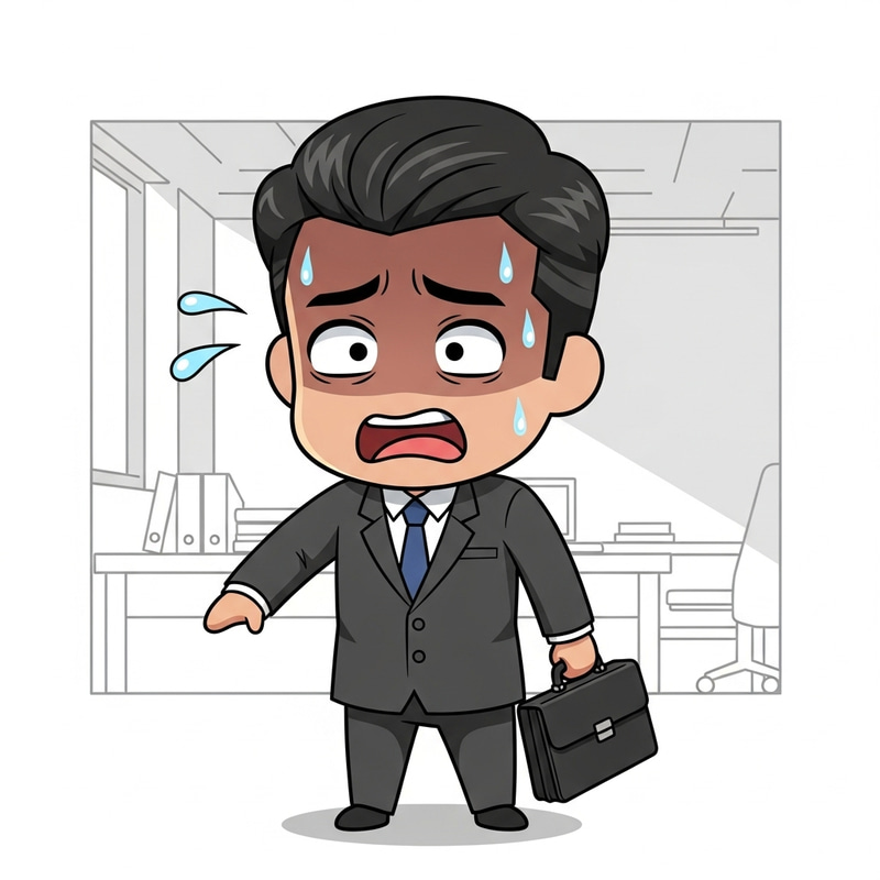 Chibi Anime - Exasperated South Asian Salaryman Illustration Chibi Anime - Exasperated South Asian Salaryman Illustration