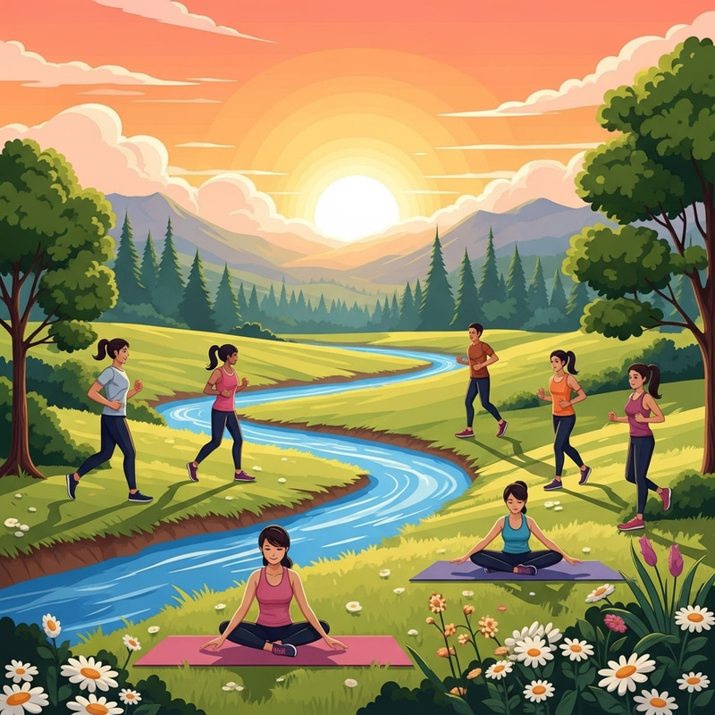 Embrace Nature's Beauty: Diverse Group Leading Healthy Lifestyle