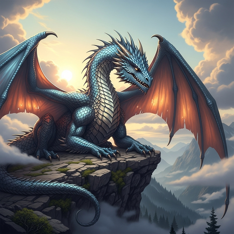 Magnificent Dragon: Shimmering Scales & Powerful Wings Magnificent Dragon: Shimmering Scales & Powerful Wings