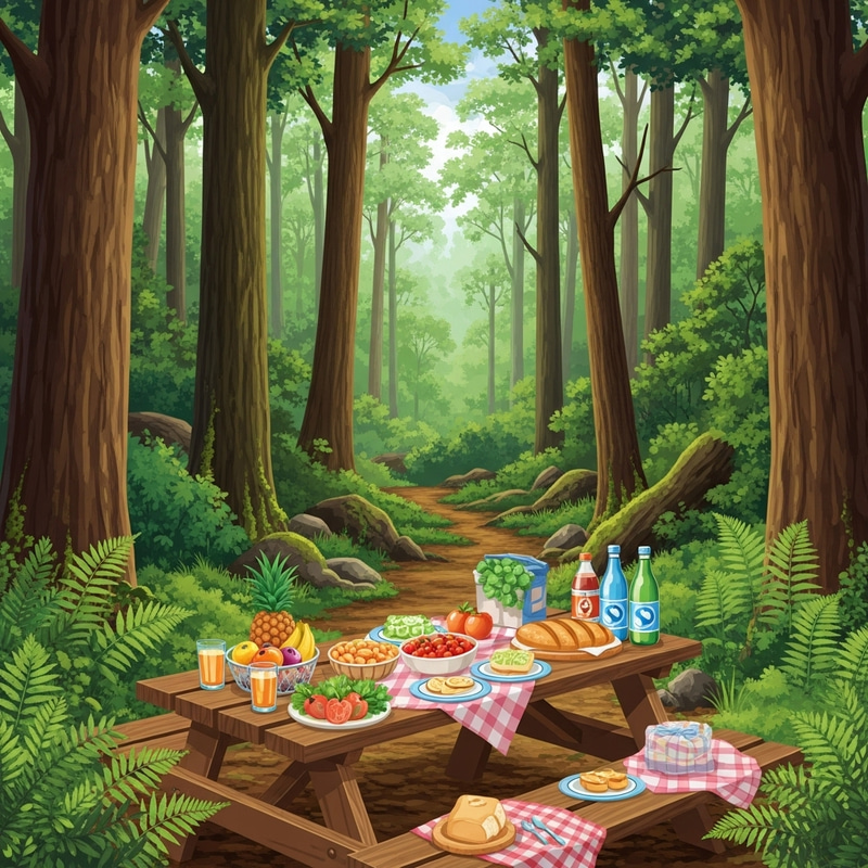 Forest Picnic Amidst Nature's Beauty Forest Picnic Amidst Nature's Beauty
