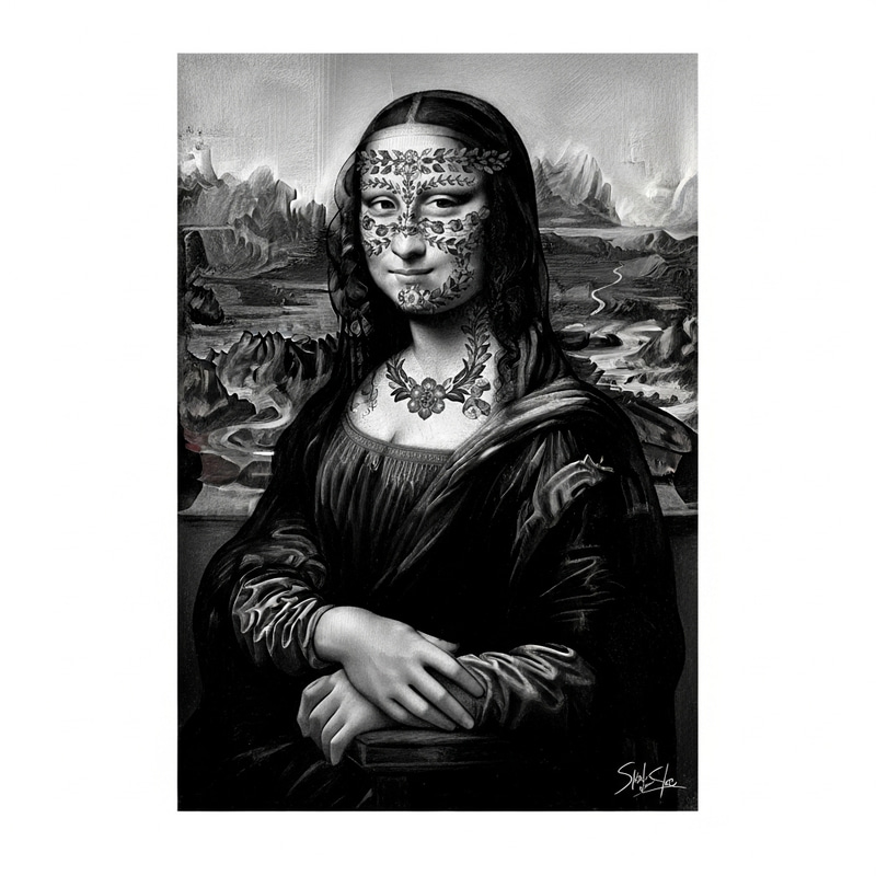 Mexican Style Mona Lisa in Black and White Mexican Style Mona Lisa in Black and White