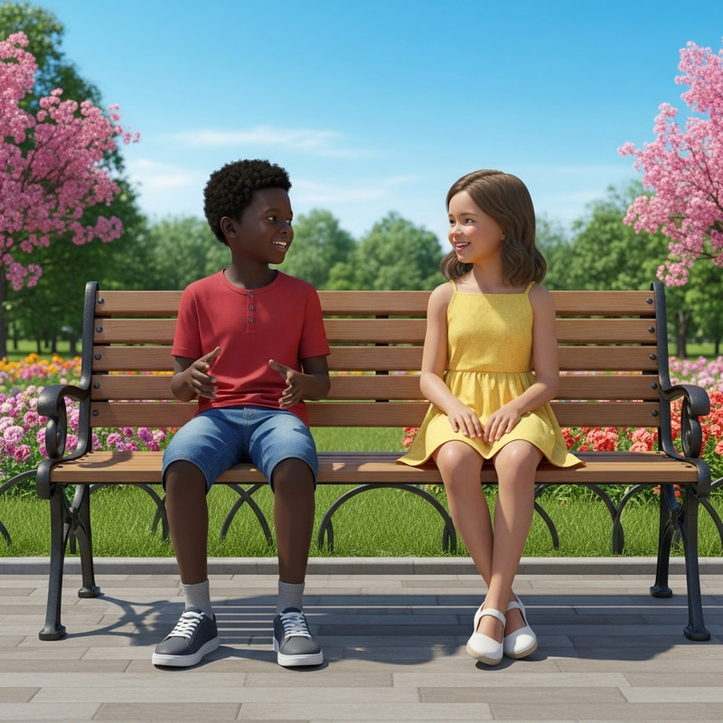 A Black Boy and a Pale Girl Share a Joyful Moment A Black Boy and a Pale Girl Share a Joyful Moment