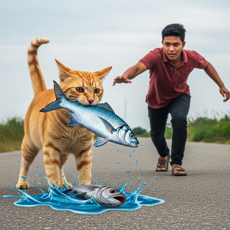 Chasing Cat: Epic Pursuit of Fish by Man
