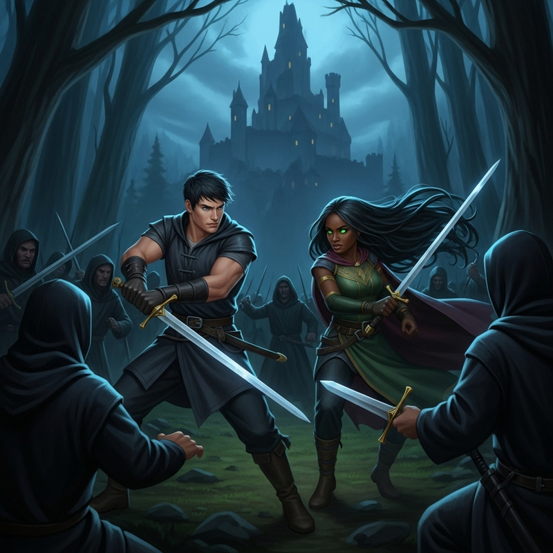Epic Sword Fight in Dark Forest with Castle Epic Sword Fight in Dark Forest with Castle
