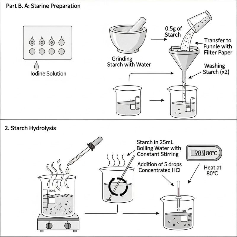 Hydrolysis of Starch: Detailed Schematic Diagram for Educational Demonstration Hydrolysis of Starch: Detailed Schematic Diagram for Educational Demonstration
