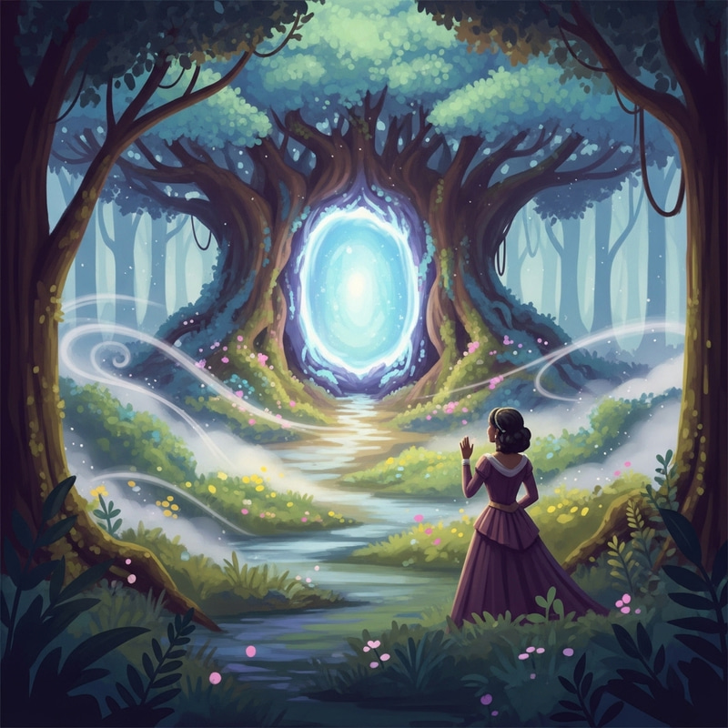 Mystical Forest with Glowing Portal - Enchanting Dreamlike Landscape Mystical Forest with Glowing Portal - Enchanting Dreamlike Landscape